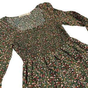 Liberty Love Smocked Milkmaid Tiered Midi Dress Size S Ditsy Print Romantic BOHO